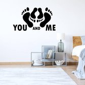 Muursticker You And Me -  Geel -  80 x 44 cm  -  engelse teksten  slaapkamer  alle - Muursticker4Sale