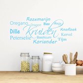 Muursticker Kruiden - Lichtblauw - 80 x 31 cm - keuken nederlandse teksten