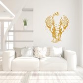 Muursticker Olifant In Bomen -  Goud -  120 x 147 cm  -  woonkamer  alle - Muursticker4Sale