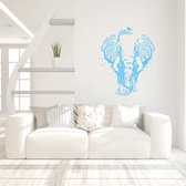 Muursticker Olifant In Bomen -  Lichtblauw -  90 x 110 cm  -  woonkamer  alle - Muursticker4Sale