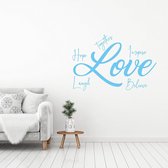 Muursticker Love Hope, Laugh, Believe, Inspire, Together -  Lichtblauw -  140 x 93 cm  -  alle muurstickers  woonkamer  slaapkamer  engelse teksten - Muursticker4Sale