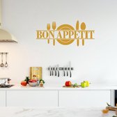Muursticker Bon Appetit Met Bestek -  Goud -  80 x 35 cm  -  alle muurstickers  keuken - Muursticker4Sale
