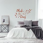 Muursticker Pluk De Dag Met Vogels -  Bruin -  80 x 48 cm  -  alle muurstickers  slaapkamer  woonkamer  nederlandse teksten - Muursticker4Sale