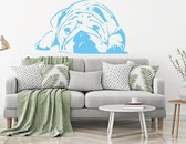 Muursticker Bulldog -  Lichtblauw -  80 x 46 cm  -  slaapkamer  woonkamer  alle muurstickers  dieren - Muursticker4Sale