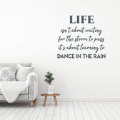 Muursticker Dance In The Rain -  Donkergrijs -  80 x 71 cm  -  alle muurstickers  woonkamer  slaapkamer  engelse teksten - Muursticker4Sale