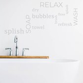 Muursticker Badkamer Teksten - Lichtgrijs - 80 x 35 cm - wasruimte muurstickers alle muurstickers badkamer
