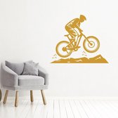 Muursticker Mountainbike -  Goud -  140 x 114 cm  -  alle muurstickers  slaapkamer  woonkamer  baby en kinderkamer - Muursticker4Sale