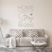 Muursticker Home Is Where Our Story Begins - Zilver - 44 x 60 cm - taal - engelse teksten alle muurstickers woonkamer