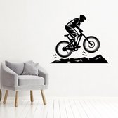 Muursticker Mountainbike -  Zwart -  140 x 114 cm  -  alle muurstickers  slaapkamer  woonkamer  baby en kinderkamer - Muursticker4Sale