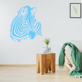 Muursticker Zebra - Lichtblauw - 60 x 68 cm - slaapkamer woonkamer dieren