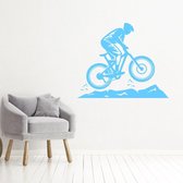 Muursticker Mountainbike - Lichtblauw - 60 x 49 cm - baby en kinderkamer - voertuig baby en kinderkamer - sport alle muurstickers slaapkamer woonkamer baby en kinderkamer