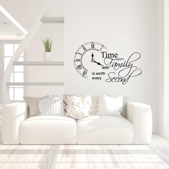Muursticker Time Spent With Family Is Worth Every Second - Rood - 100 x 160 cm - alle muurstickers woonkamer