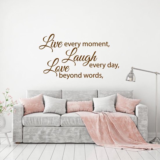 Muursticker Live Laugh Love - Bruin - 160 x 91 cm - woonkamer alle muurstickers slaapkamer