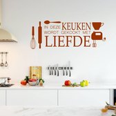 Muursticker In Deze Keuken Wordt Gekookt Met Liefde - Bruin - 80 x 30 cm - keuken alle