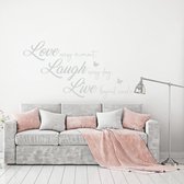 Muursticker Love Laugh Live -  Lichtgrijs -  120 x 63 cm  -  alle muurstickers  woonkamer  slaapkamer  engelse teksten - Muursticker4Sale