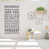 Muursticker Huisregels - Donkergrijs - 60 x 115 cm - nederlandse teksten woonkamer