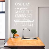 Muursticker Onions Cry -  Wit -  80 x 96 cm  -  engelse teksten  keuken  alle - Muursticker4Sale