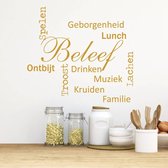 Muursticker Beleef Woorden -  Goud -  60 x 50 cm  -  keuken  nederlandse teksten  alle - Muursticker4Sale