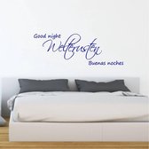 Muursticker Welterusten Good Night Buenas Noches - Donkerblauw - 80 x 28 cm - slaapkamer nederlandse teksten engelse teksten
