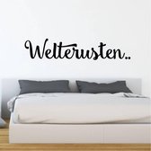 Muursticker Welterusten - Geel - 120 x 24 cm - baby en kinderkamer slaapkamer nederlandse teksten