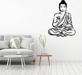 Muursticker Buddha - Geel - 40 x 53 cm - slaapkamer keuken woonkamer