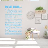 Muursticker Huisregels In Dit Huis - Lichtblauw - 60 x 115 cm - nederlandse teksten woonkamer