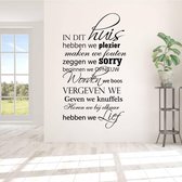 Muursticker In Dit Huis Hebben We Plezier.. - Geel - 108 x 60 cm - woonkamer nederlandse teksten