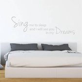 Muursticker Sing Me To Sleep -  Zilver -  160 x 43 cm  -  slaapkamer  engelse teksten  alle - Muursticker4Sale