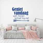 Muursticker Geniet Vandaag Want Morgen Bestaat Nog Niet -  Donkerblauw -  100 x 83 cm  -  woonkamer  nederlandse teksten - Muursticker4Sale