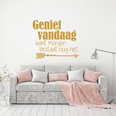 Muursticker Geniet Vandaag Want Morgen Bestaat Nog Niet -  Goud -  140 x 117 cm  -  woonkamer  nederlandse teksten - Muursticker4Sale
