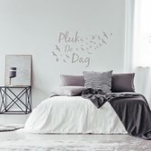 Muursticker Pluk De Dag Met Vogels - Zilver - 80 x 48 cm - alle muurstickers slaapkamer woonkamer
