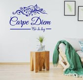 Muursticker Carpe Diem Pluk De Dag -  Donkerblauw -  170 x 120 cm  -  woonkamer  slaapkamer  engelse teksten  alle - Muursticker4Sale