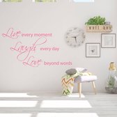 Muursticker Live Laugh Love - Roze - 120 x 67 cm - woonkamer alle