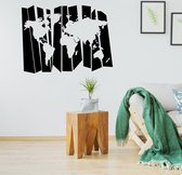 Muursticker Wereldkaart - Geel - 80 x 60 cm - slaapkamer woonkamer