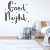 Muursticker Good Night Ster -  Donkergrijs -  133 x 120 cm  -  engelse teksten  slaapkamer  alle - Muursticker4Sale