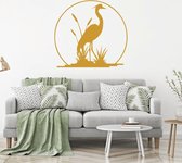 Muursticker Kraanvogel -  Goud -  110 x 101 cm  -  alle muurstickers  woonkamer  dieren - Muursticker4Sale