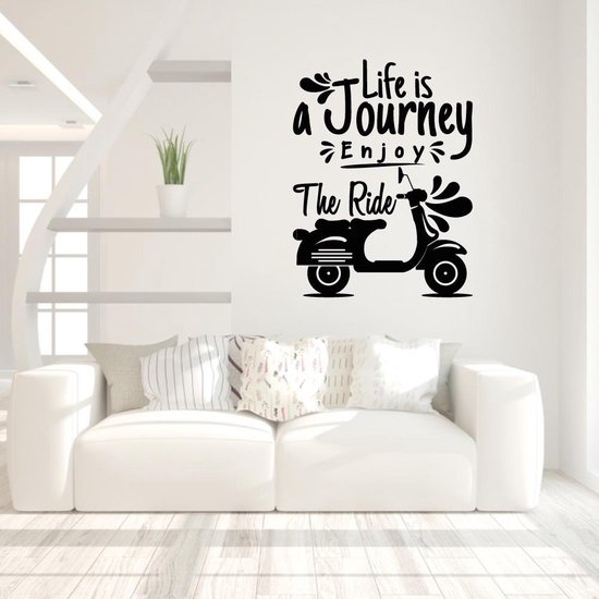 Muursticker Life Is A Journey Enjoy The Ride - Rood - 45 x 60 cm - slaapkamer woonkamer alle