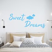 Muursticker Sweet Dreams Met Wolkjes -  Lichtblauw -  160 x 63 cm  -  alle muurstickers  engelse teksten  slaapkamer - Muursticker4Sale