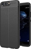 Voor Huawei P10 Litchi Texture TPU beschermende achterkant van de behuizing (zwart)