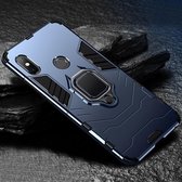 PC + TPU schokbestendige beschermhoes met magnetische ringhouder voor Xiaomi Redmi Note 6 Pro (marineblauw)