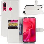 Litchi Texture Horizontal Flip Leren Case voor Huawei Nova 4, met Kaartsleuven & Houder & Portemonnee (Wit)