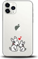 Apple Iphone 11 Pro transparant siliconen backcover hoesje twee hondjes/hartjes