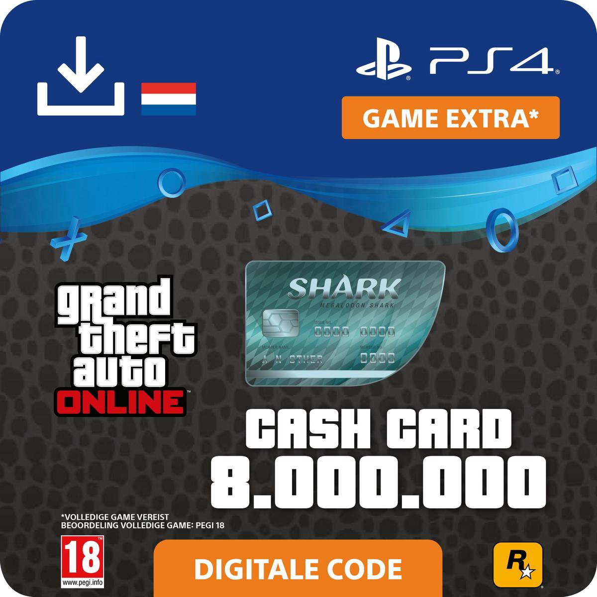 GTA V - digitale valuta - 8.000.000 GTA dollars Megalodon Shark - NL - PS4 download - Sony digitaal