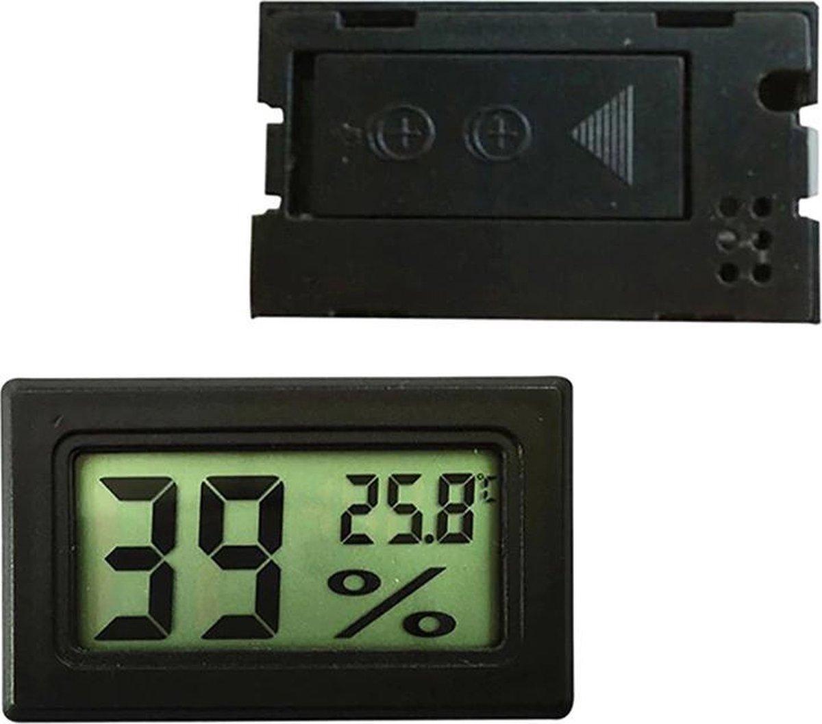 Meter voor temperatuur, thermometer zwart LCD