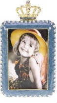 Fotolijstje met kroon  blauw (5x7,2cm) 6x1x10,8cm