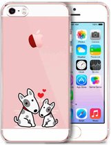 Apple Iphone 5 / 5S / SE2016 transparant siliconen backcover hoesje twee hondjes/hartjes