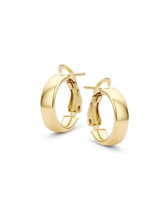 Nouveau Bling Gold 9NBG 0104 14 CRT Boucles d'oreilles en or jaune avec charnière - Or jaune - 14 mm - Or