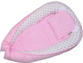 Babynestje - 80cmx 50cm - NEWBORN ® -  Babynest - Babybedje - Cocoon - Baby nest - Stippen - Roze - Wit - 100% Katoen