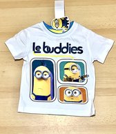 Minions T-shirt - Le Buddies - wit - maat 110/116 (6 jaar)
