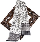 Zijden Batik Sjaal -  Witte Indonesisch Batik - Groot - Techniek Uniek Cadeau Shawl